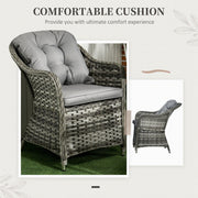6 Seater Rattan Garden Dining Set - Grey Outsunny