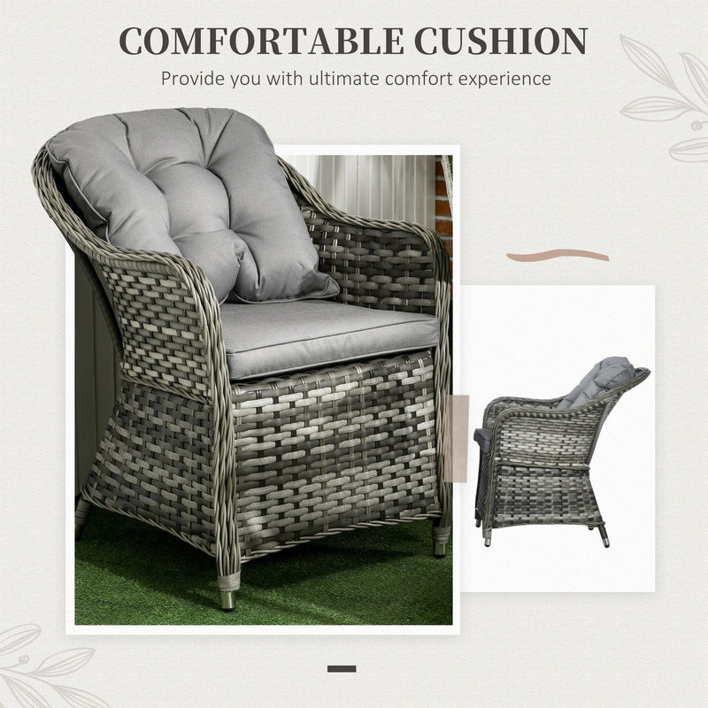 6 Seater Rattan Garden Dining Set - Grey Outsunny
