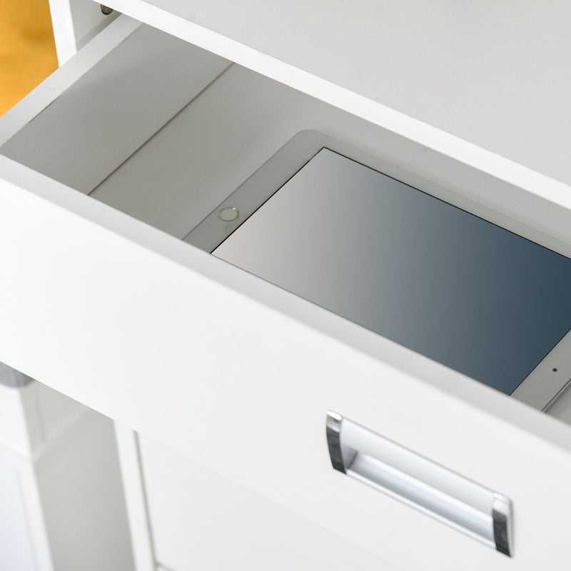 White Narrow Tipping Shoe Cabinet With Drawer