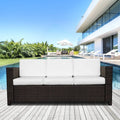 3 Seater Rattan Sofa with Cushions, Brown Outsunny