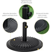 Outsunny Garden 15kg Round Parasol Base Cement Outdoor Umbrella Weight Stand Black Outsunny