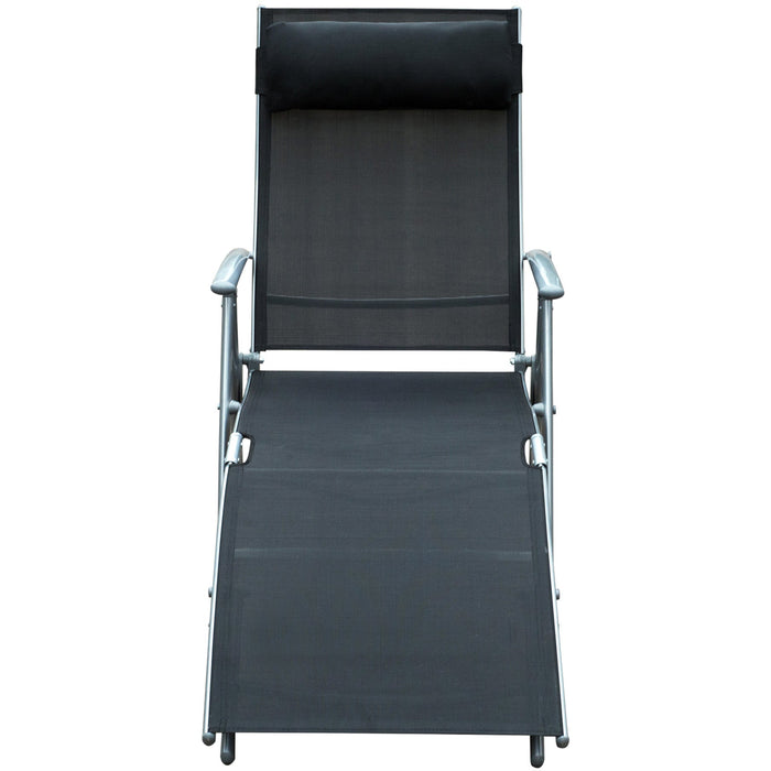 Folding Sun Lounger, Black