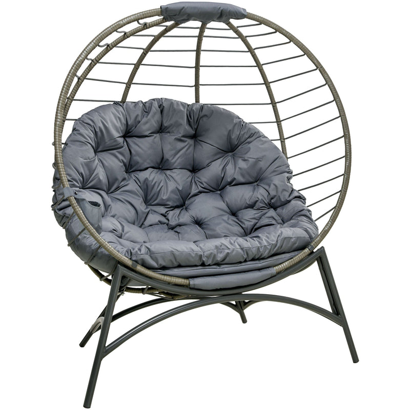 Foldable Rattan Egg Chair - Indoor/Outdoor - Grey/Black
