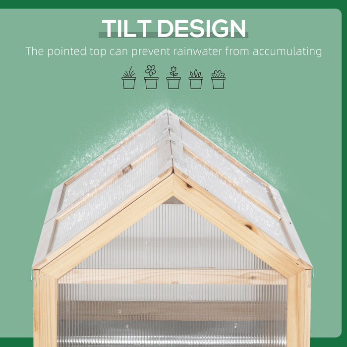 Small Wooden Cold Frame Greenhouse, 122x61x81.7 cm