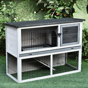 Fir Wood Animal Hutch With Slide Out Tray - Grey Pawhut