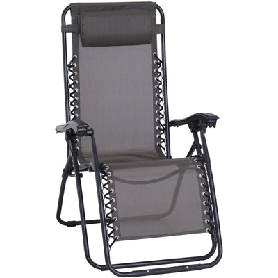 Grey Folding Zero Gravity Chair Outsunny