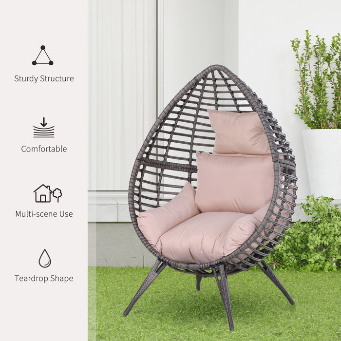 Rattan Egg Chair With Legs, Teardrop Shape, Indoor/Outdoor