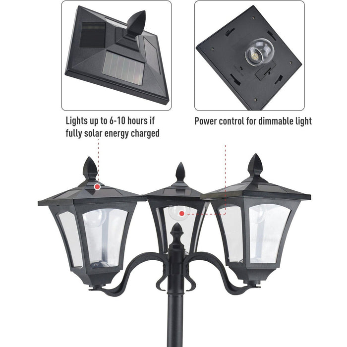 Solar Garden Lamp Post, IP44, Black