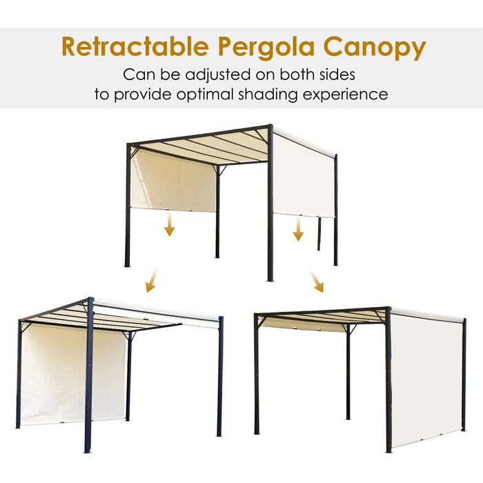 Metal Pergola With Sliding Canopy, 3x3m, Cream