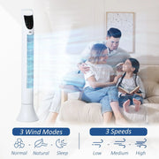 36" Tower Fan with Remote, 3 Speed, Oscillation, 7.5h Timer Homcom