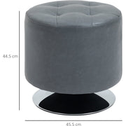 HOMCOM 360° Swivel Foot Stool Round PU Ottoman with Thick Sponge Padding and Solid Steel Base, Grey Homcom
