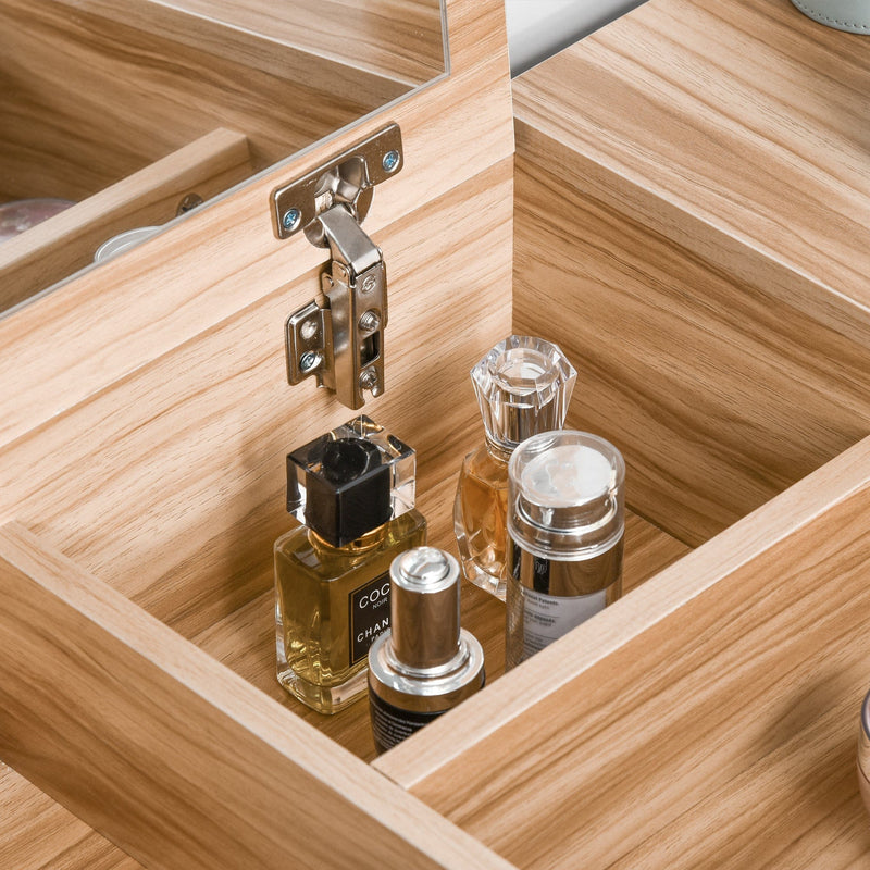 Dressing Table With Flip up Mirror and Cushioned Stool