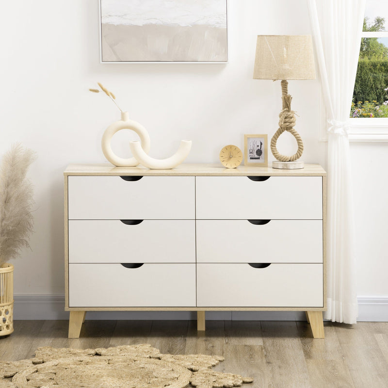 Scandi 6 Drawer Wide Chest of Drawers