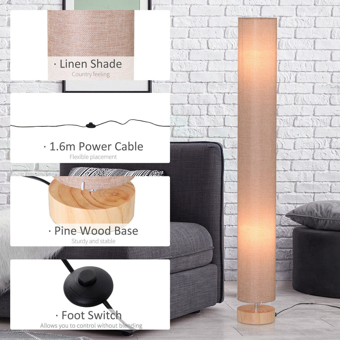 Modern Floor Lamp, 47-Inch, Fabric Linen Shade