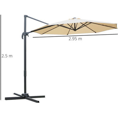 3m Roma Offset Cantilever Patio Parasol, 360° Rotating Outsunny