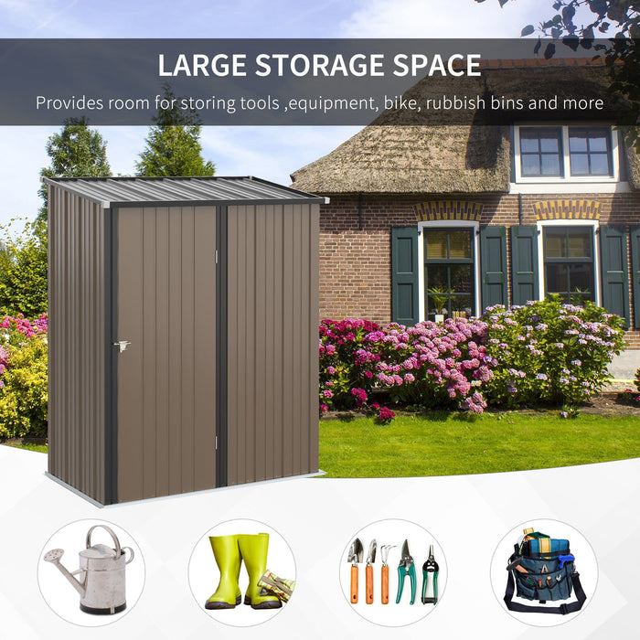 5x3ft Metal Outdoor Storage Shed, Brown