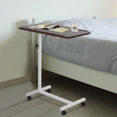 Adjustable Overbed Chair Table with Lockable Castors Homcom