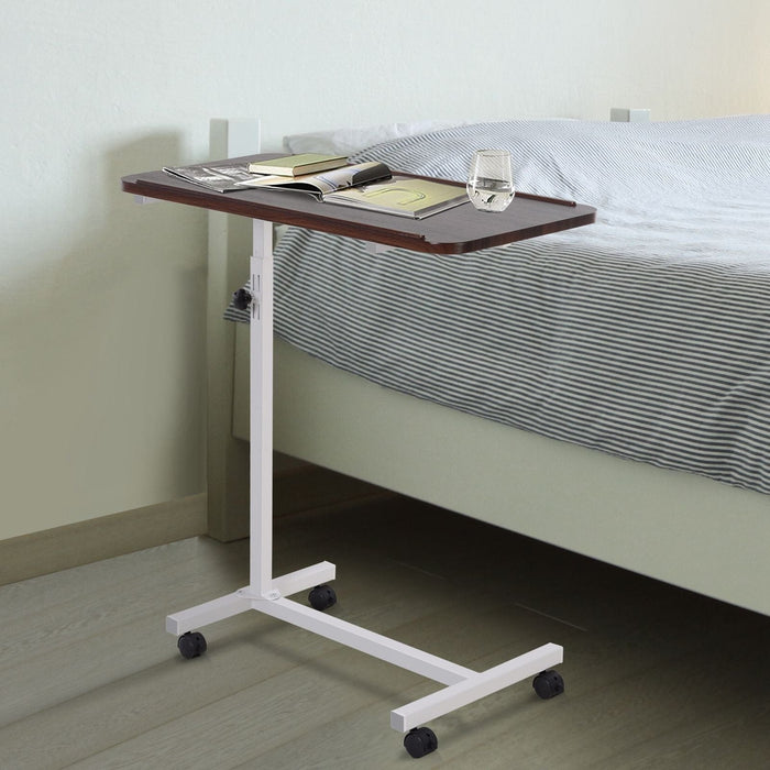 Adjustable Overbed Chair Table with Lockable Castors