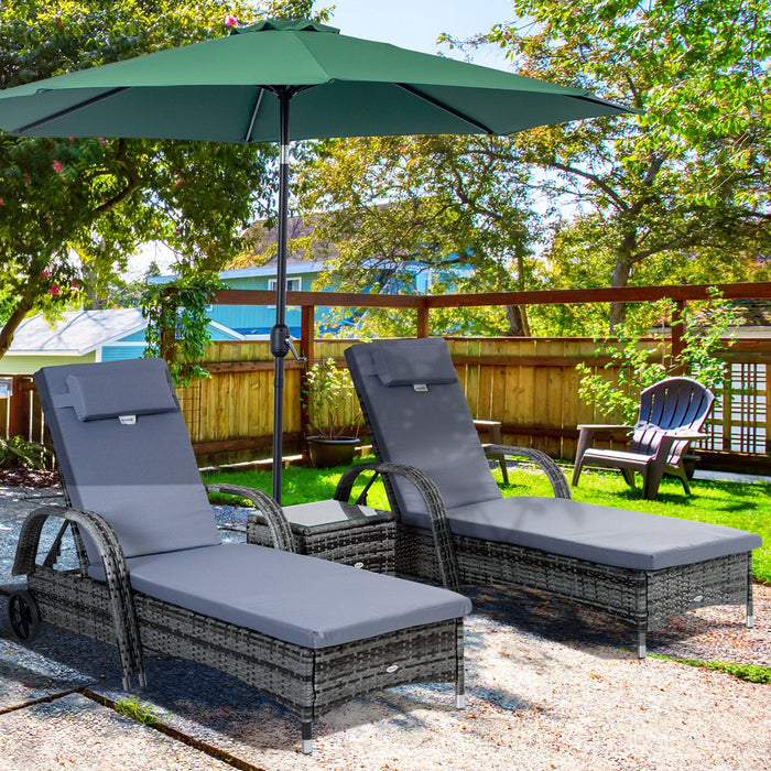 3 Piece Rattan Sun Lounger Set