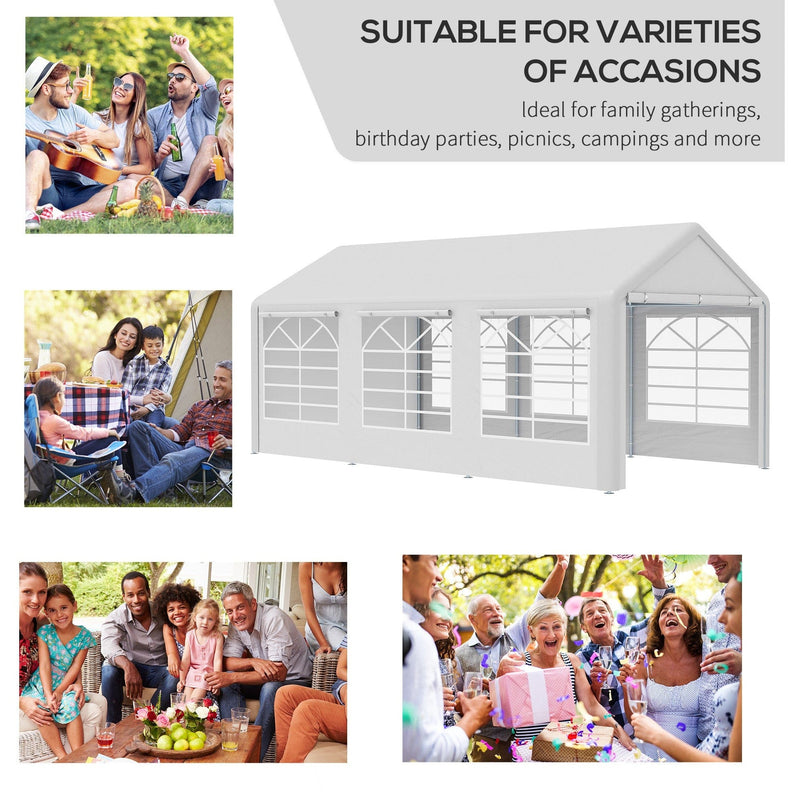 Large Gazebo With Sides, 6x3m, Steel Frame, White