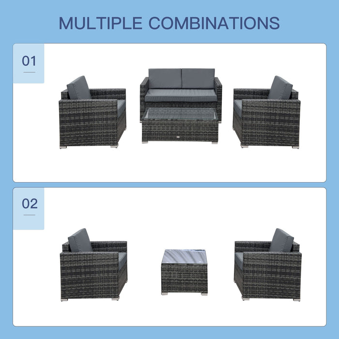 4 Seater Garden Furniture Set, Hand-Woven PE Wicker