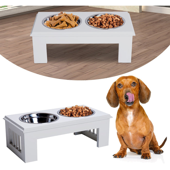 Stainless Steel Pet Feeder - White, 43.7Lx24Wx15Hcm