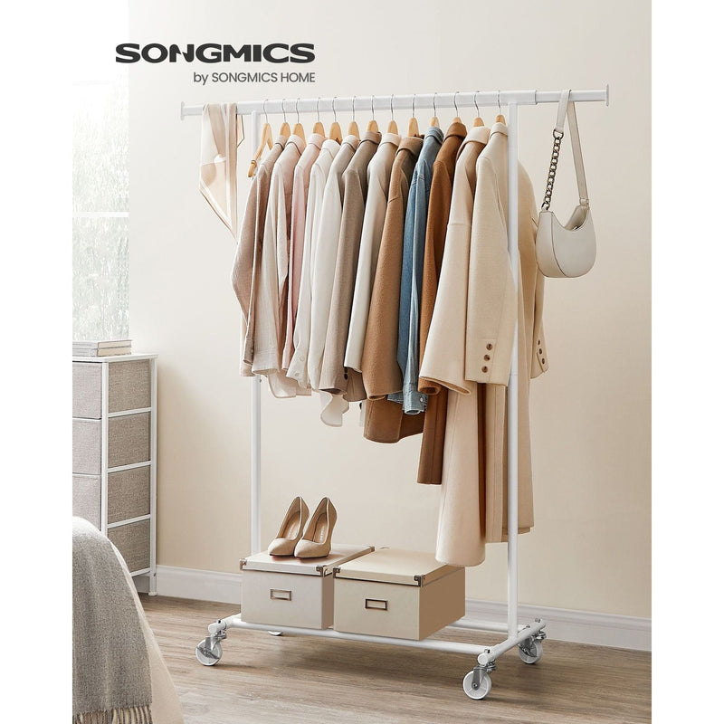 Songmics Hanging Garment Rack on Wheels, White Songmics