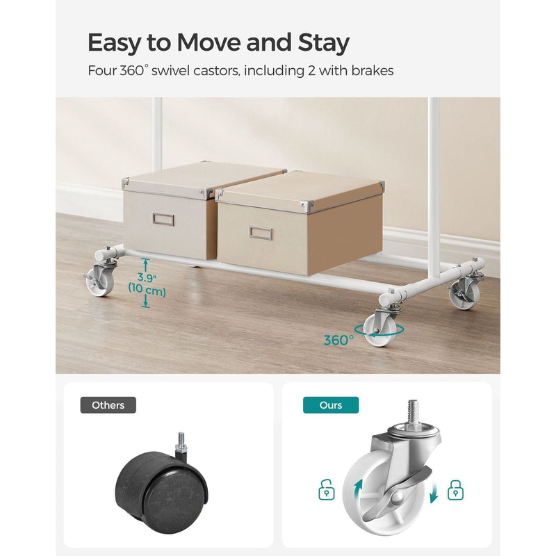Songmics Hanging Garment Rack on Wheels, White Songmics