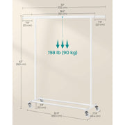 Songmics Hanging Garment Rack on Wheels, White Songmics