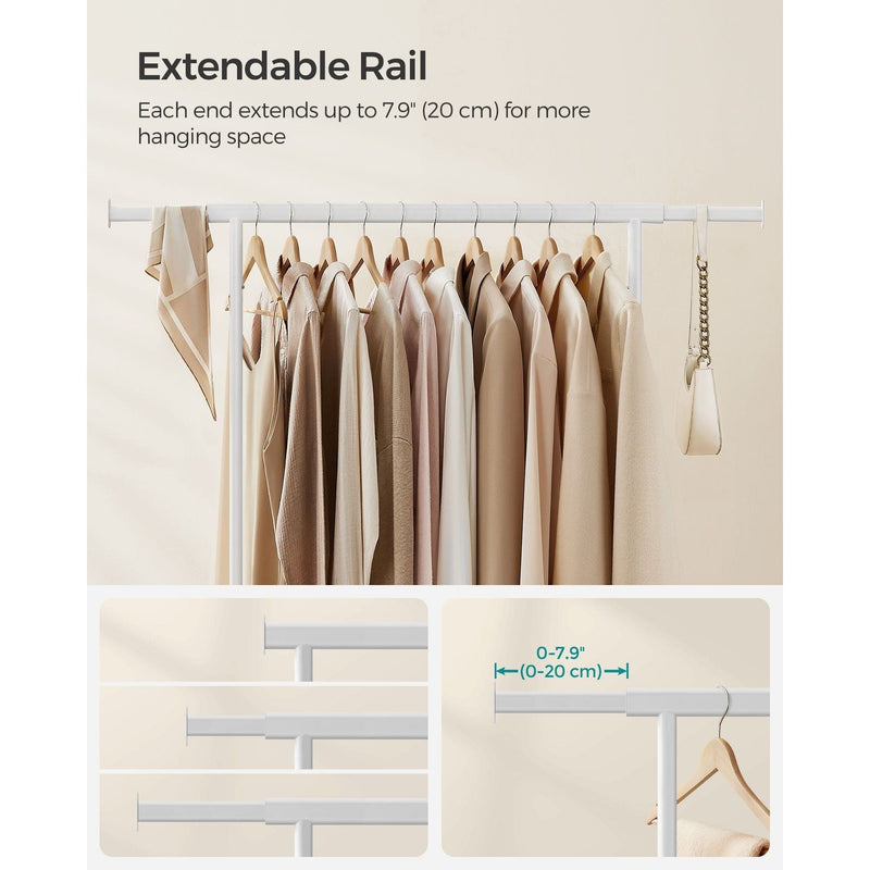 Songmics Hanging Garment Rack on Wheels, White Songmics
