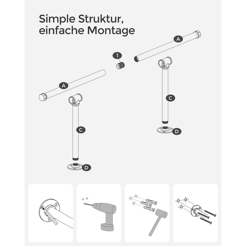 Songmics Clothes Rack Wall Mount, Pack of 2