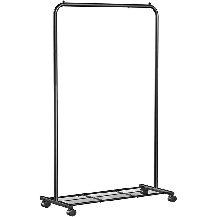 Clothes Rack on Wheels With Shelf, Black