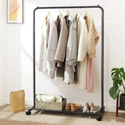 Clothes Rack on Wheels With Shelf, Black SONGMICS