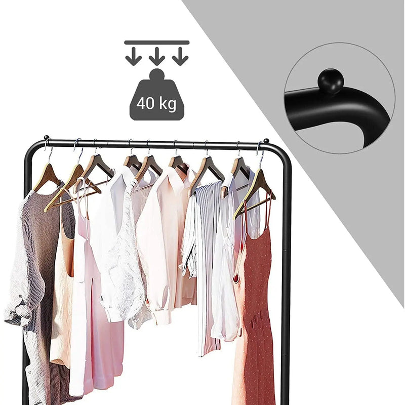 Clothes Rack on Wheels With Shelf, Black SONGMICS