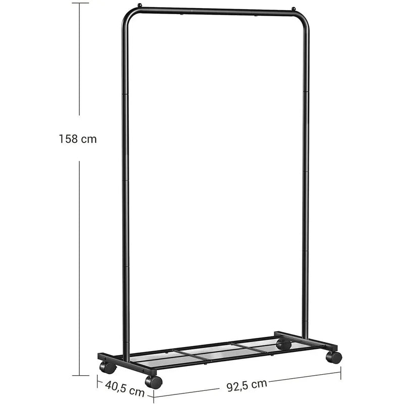 Clothes Rack on Wheels With Shelf, Black SONGMICS