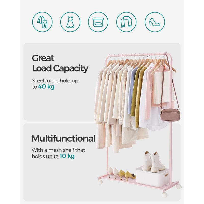 Pink Clothes Rack with Wheels Songmics