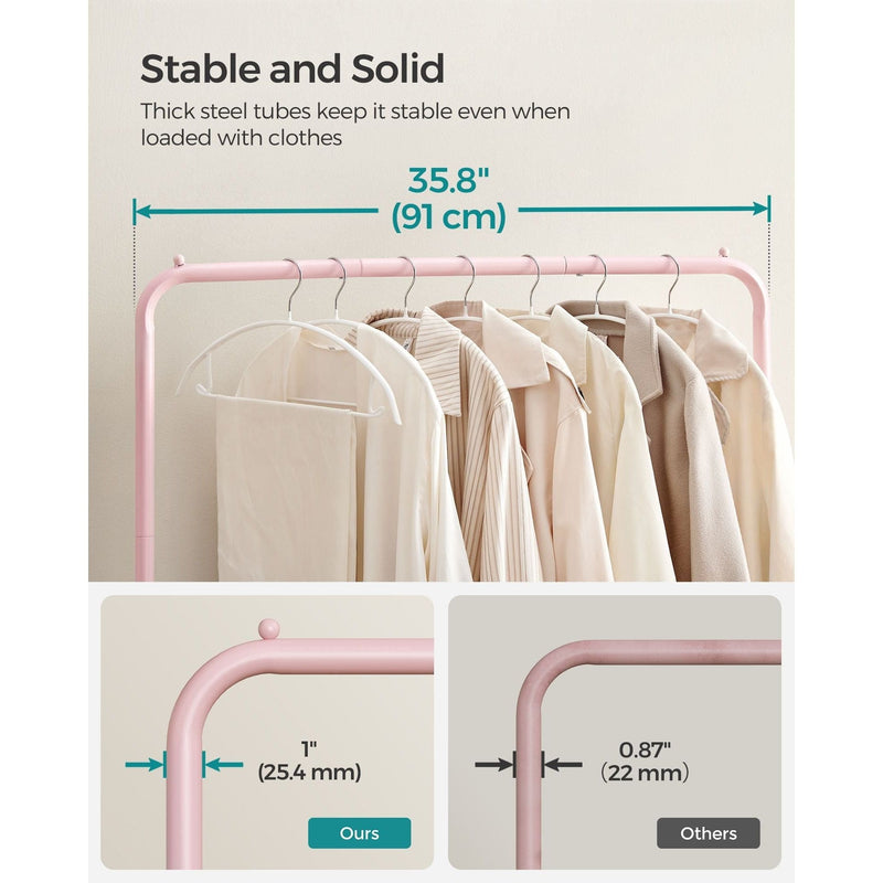Pink Clothes Rack with Wheels Songmics