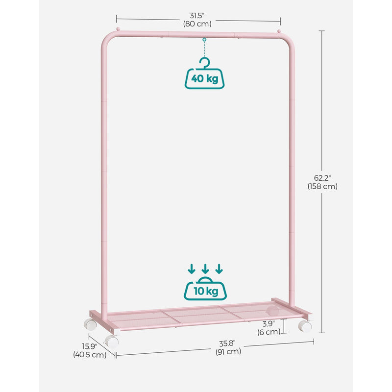 Pink Clothes Rack with Wheels Songmics