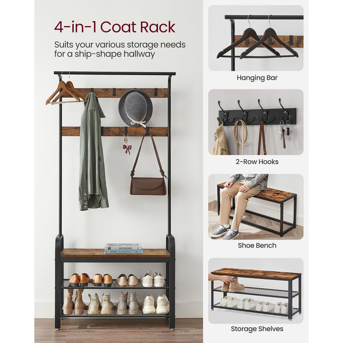 Vasagle Coat Rack With Shoe Storage Bench