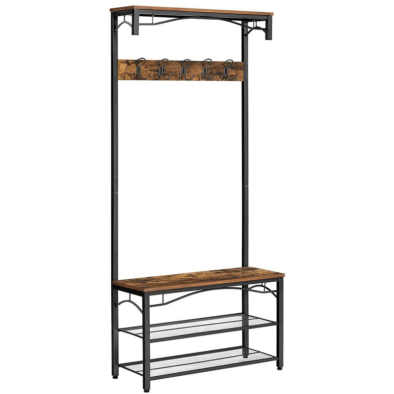 Industrial Style Entryway Bench with Coat Rack, Shoe Storage, and Bench by Vasagle - Keeps entryways organised and clutter free