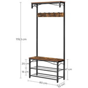 Industrial Style Entryway Bench with Coat Rack, Shoe Storage, and Bench by Vasagle - Keeps entryways organised and clutter free