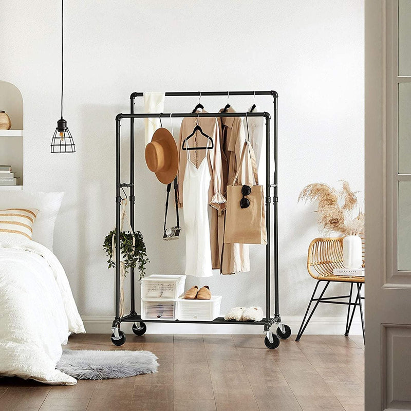 Heavy Duty Garment Rack on Wheels, Black