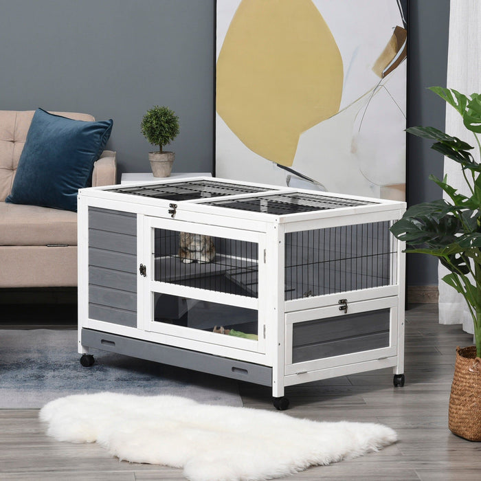 Indoor Rabbit Hutch with Lift Open Top