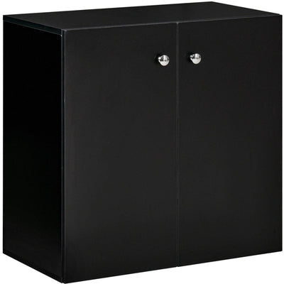 Small Cabinet With Doors, 2 Shelves, 70 x 39 x 70cm, Black Homcom