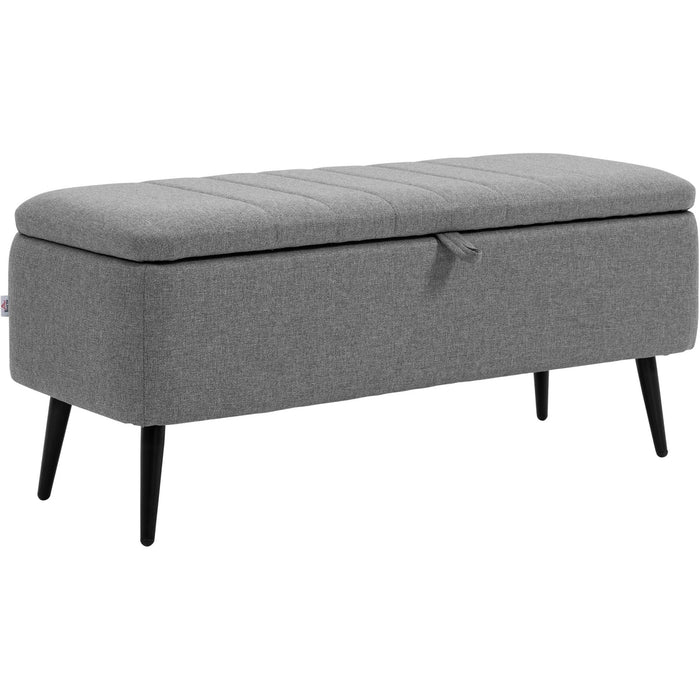 Storage Ottoman, Flip Top, Grey, Steel Legs