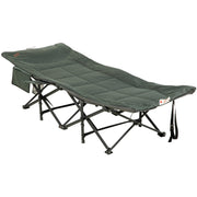 Outsunny Foldable Sun Lounger, Padded Patio Camping Bed with Maximum 170° Lying Down Angle & Carry Bag, Magazine Bag, Cup Holder for Outdoor, Grey Outsunny