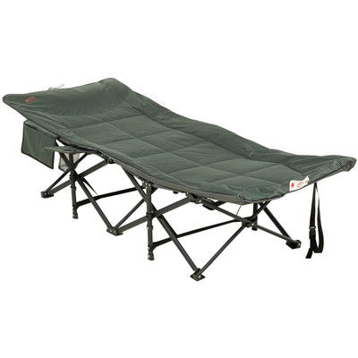 Outsunny Foldable Sun Lounger, Padded Patio Camping Bed with Maximum 170° Lying Down Angle & Carry Bag, Magazine Bag, Cup Holder for Outdoor, Grey Outsunny