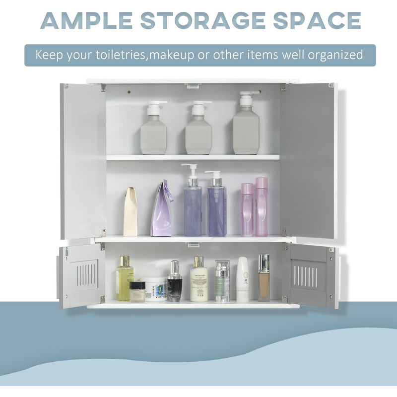 Wall Mounted Bathroom Mirror Cabinet, Double Doors 55 x 17cm