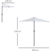 2.7m Half Parasol for Balcony - 5 Steel Ribs Outsunny