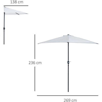 2.7m Half Parasol for Balcony - 5 Steel Ribs Outsunny